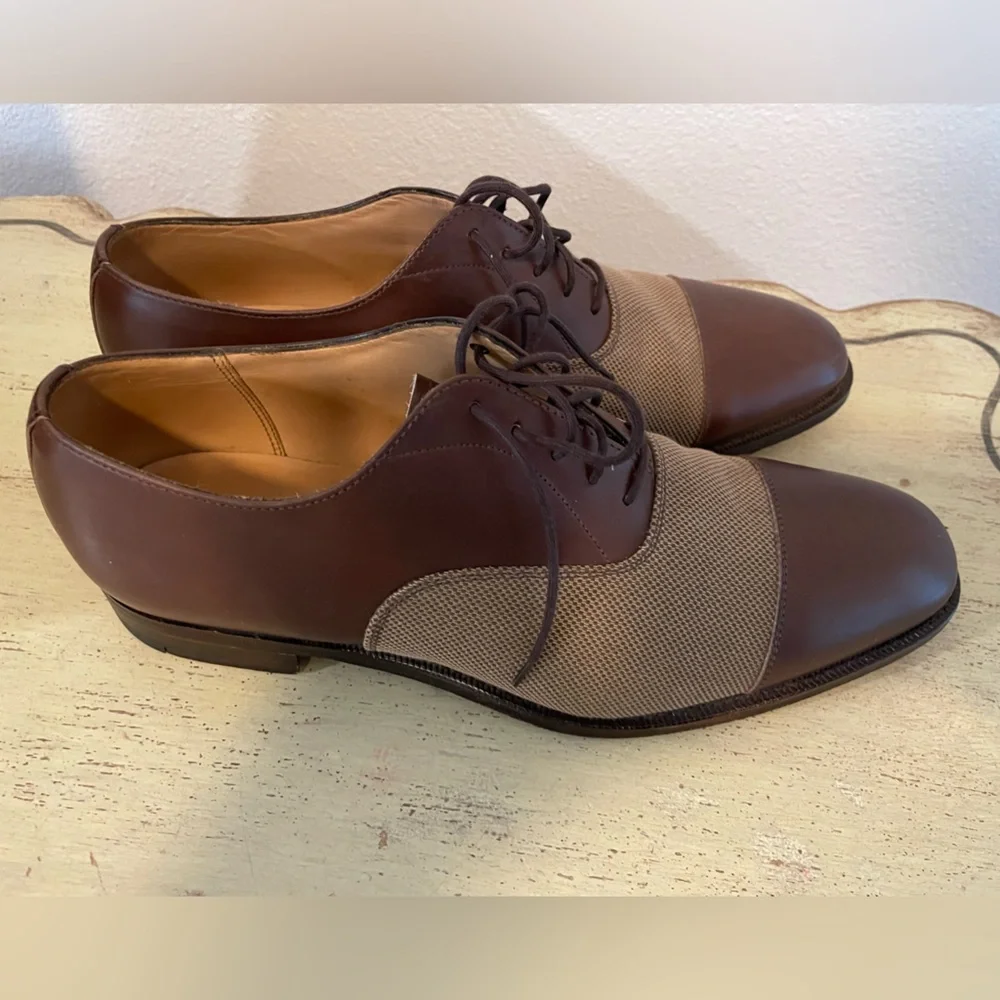 PEAL & Co. x BROOKS BROTHERS Made‎ in England Textured Cap Toe Oxford Size 9